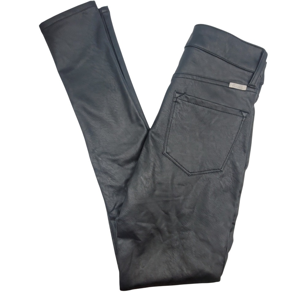 Kancan Black Faux Leather Moto High Rise Skinny Pants Size 1/24 Goth Bodycon
